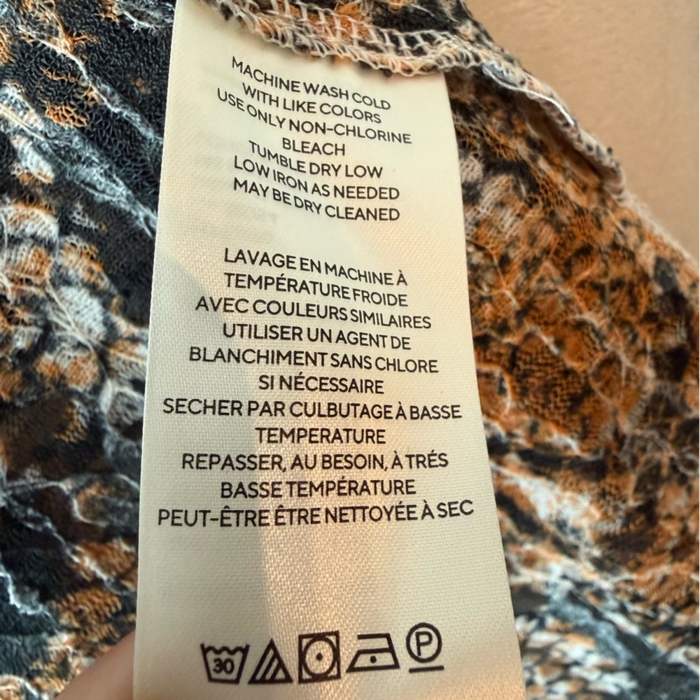 π Free People Sheer Lace Snake Print Oversized Boho Layering Stretch Blouse S - Picture 13 of 13